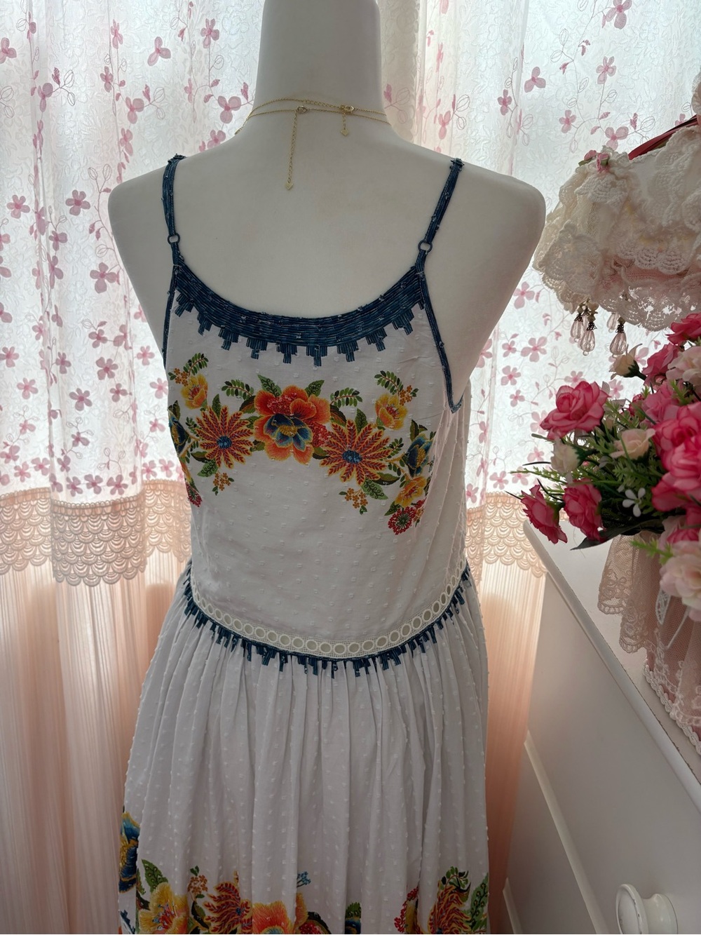 Farm Rio Delicate Garden A-Line Cotton Dress - Picture 6 of 8